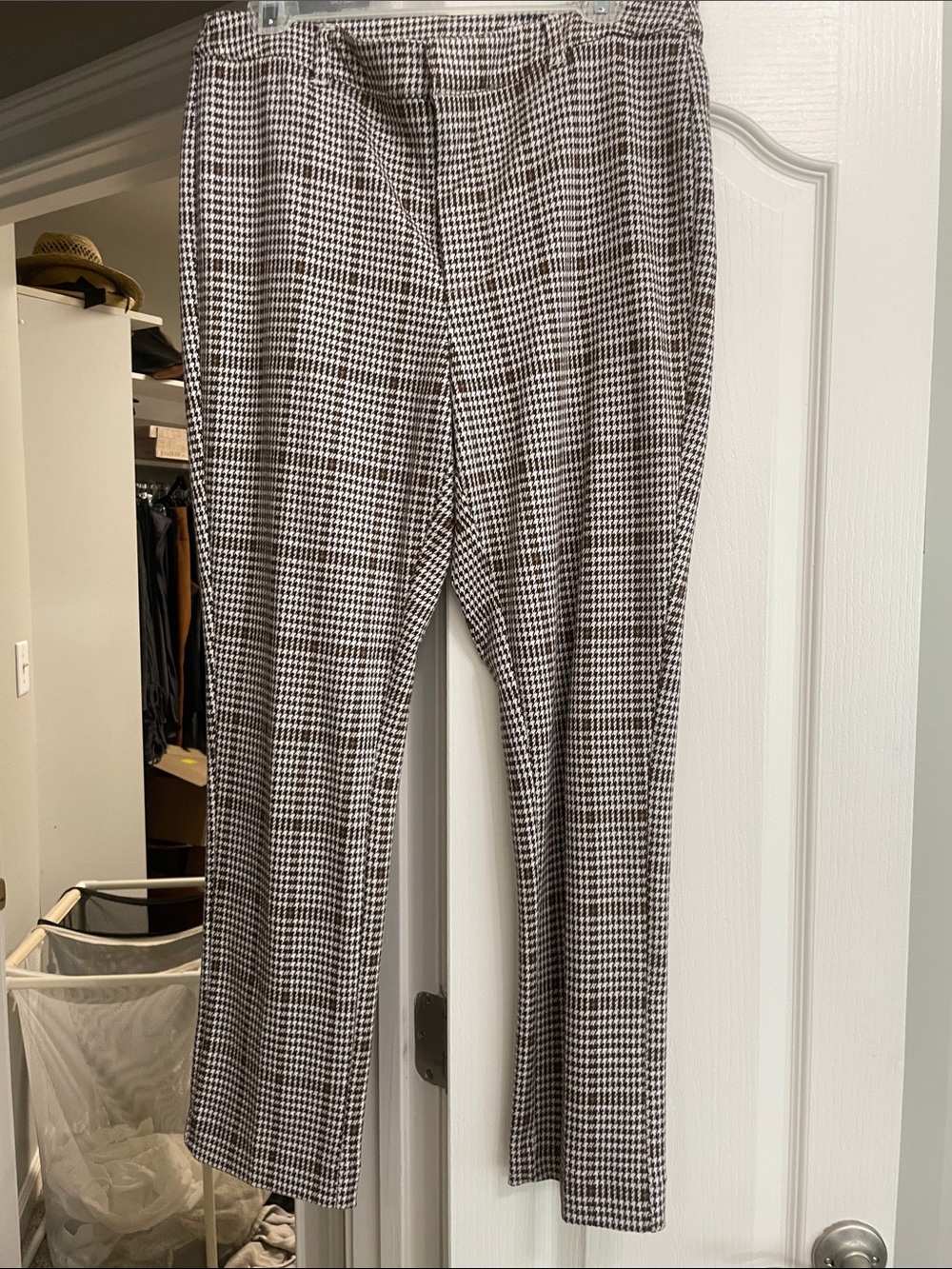 Free Peiple Brown & White Houndstooth Straight Leg Pants